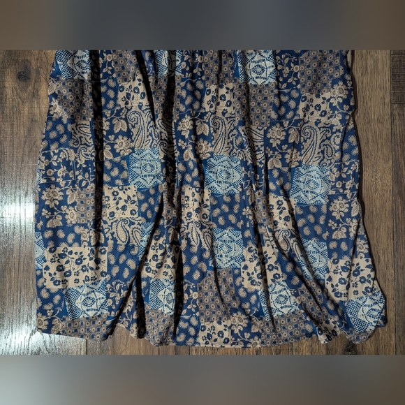 Only Necessities Womens 1X Grannie Core Blue Gold Print Rayon Maxi Nightgown VTG - Picture 5 of 14